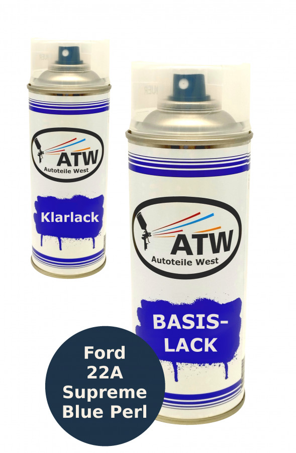 Autolack für Ford 22A Supreme Blue Perl +400ml Klarlack Set